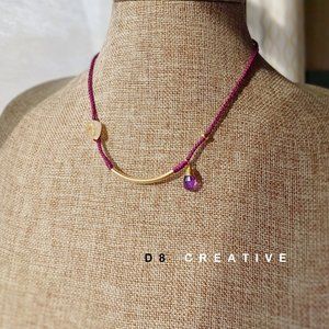 New amethyst & citrine crystal with 14K gold filled hand woven necklace